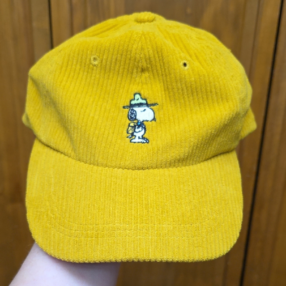 Peanuts Snoopy Ranger Yellow Corduroy Baseball Hat Charlie Brown Adjustable